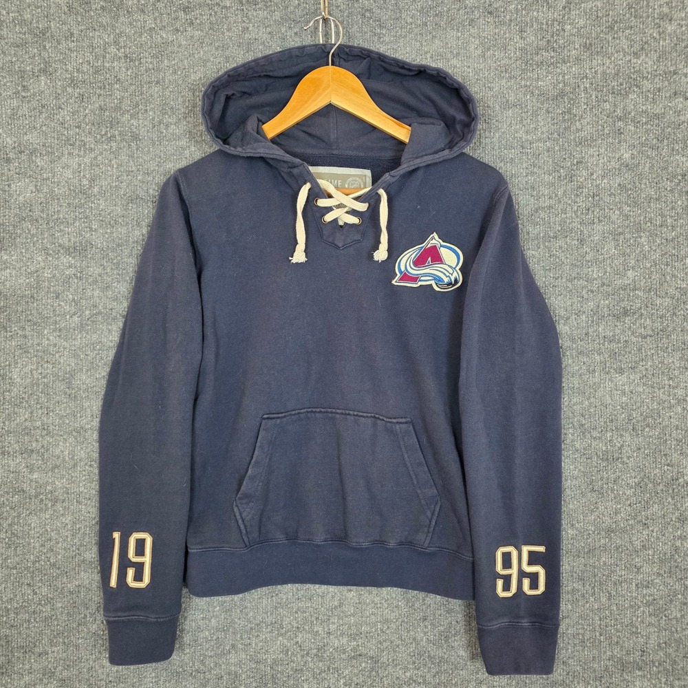 Old Time Hockey Colorado Avalanche Navy Lace Up Hoodie NHL Newbury Collection M